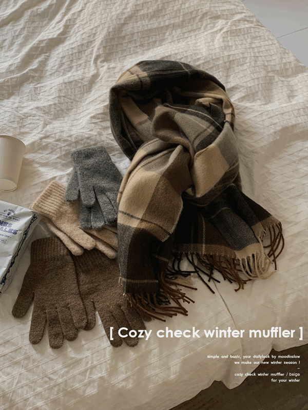 [컬러추가!] Cozy check winter muffler - 5color