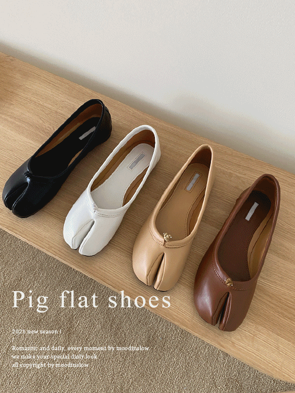 pig flat shoes -4color